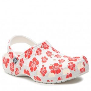 Tropical Hawaiian Habiscus Crocs With Disney Stitch Jibbitz. Women’s size 8